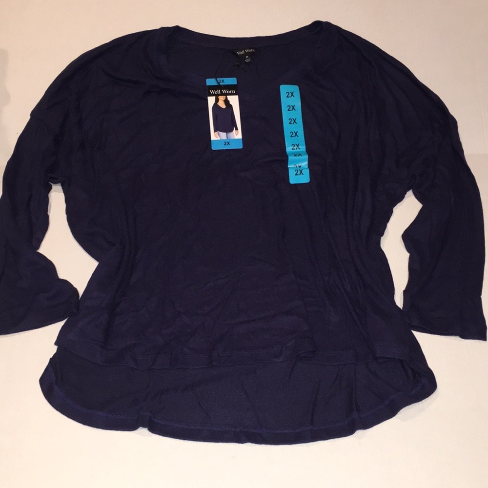 NWT Well Worn Long Sleeve Top | Navy Blue Light Sweater | Size 2X